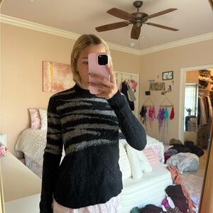All Saints Black and Gray Striped Sweater